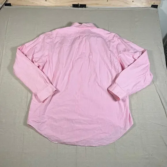 Y2K Polo Ralph Lauren Mens XL Long Sleeve Pink Checkered Button Down - Picture 3 of 7